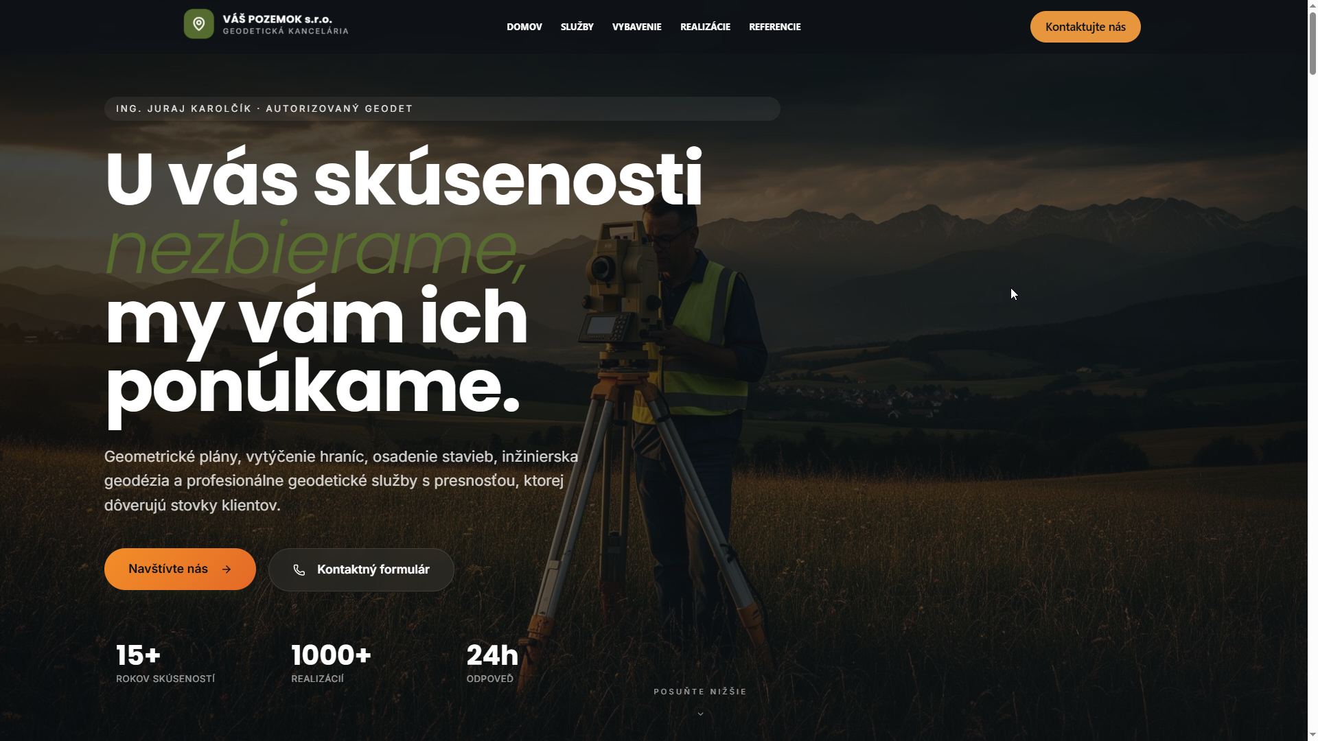 Web Váš Pozemok — geodetická kancelária