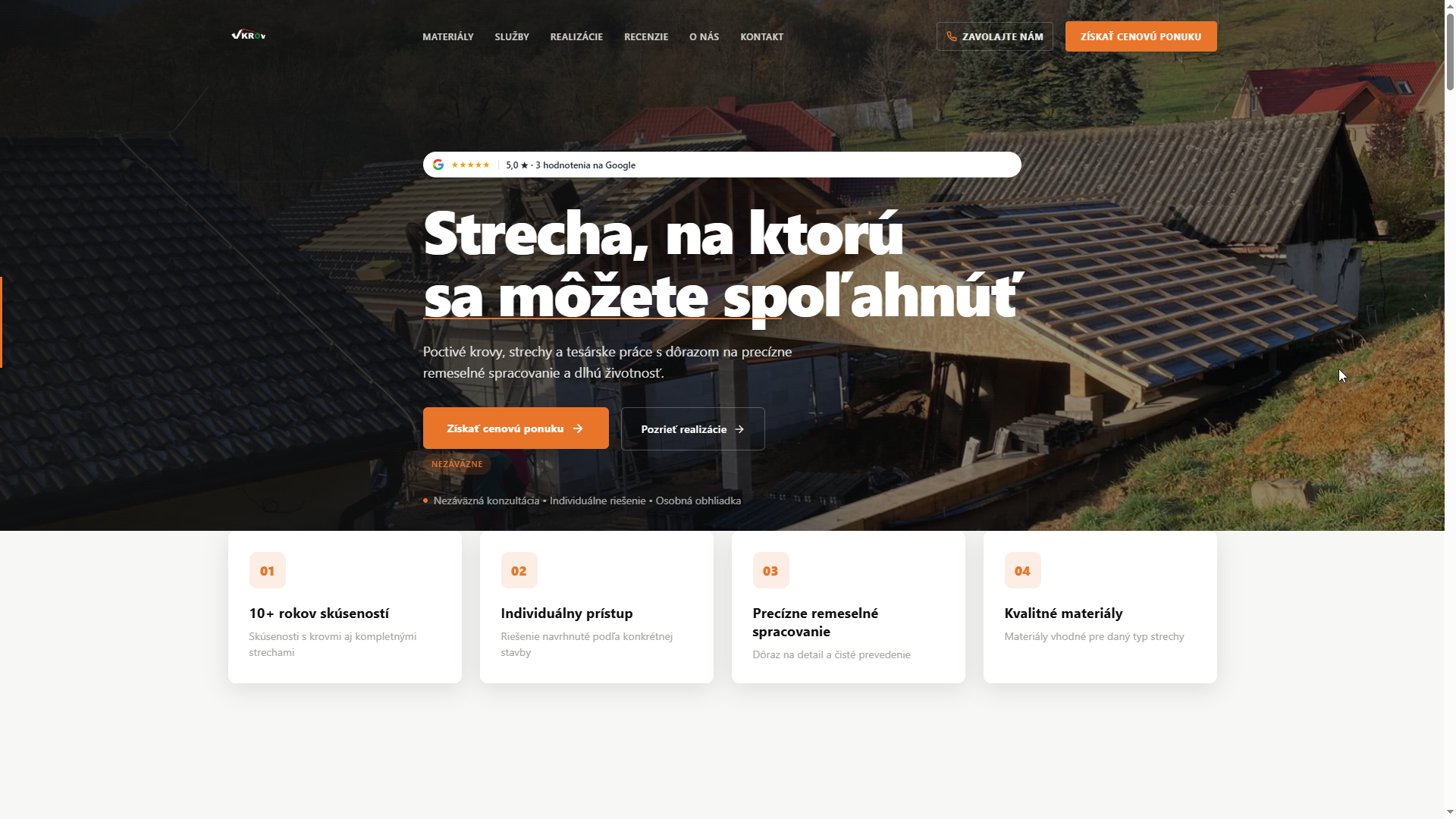 Web V-KROV — strechy a krovy