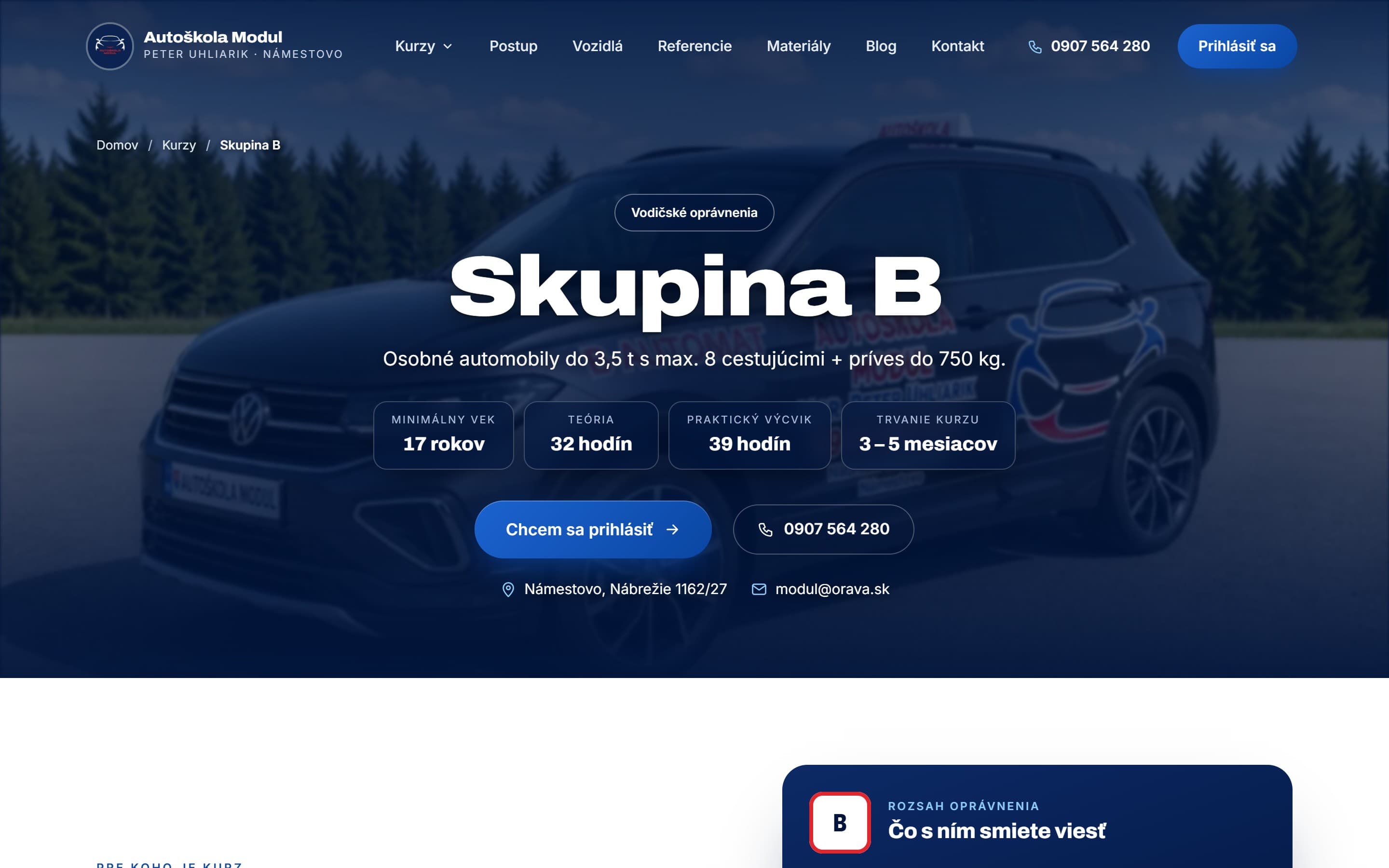 Autoškola Modul — Skupina B