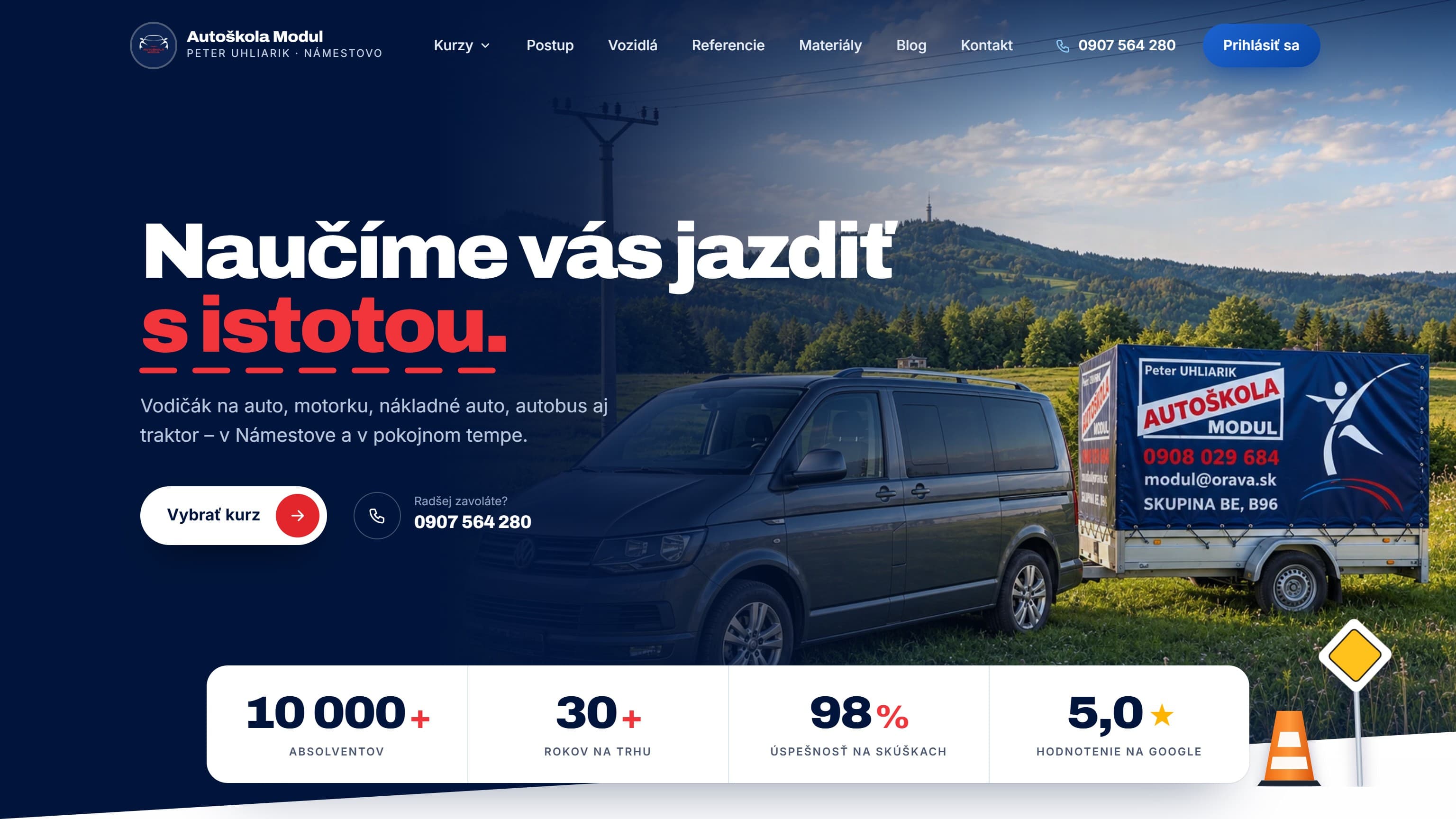 Autoškola Modul — ukážka webu na notebooku a mobile