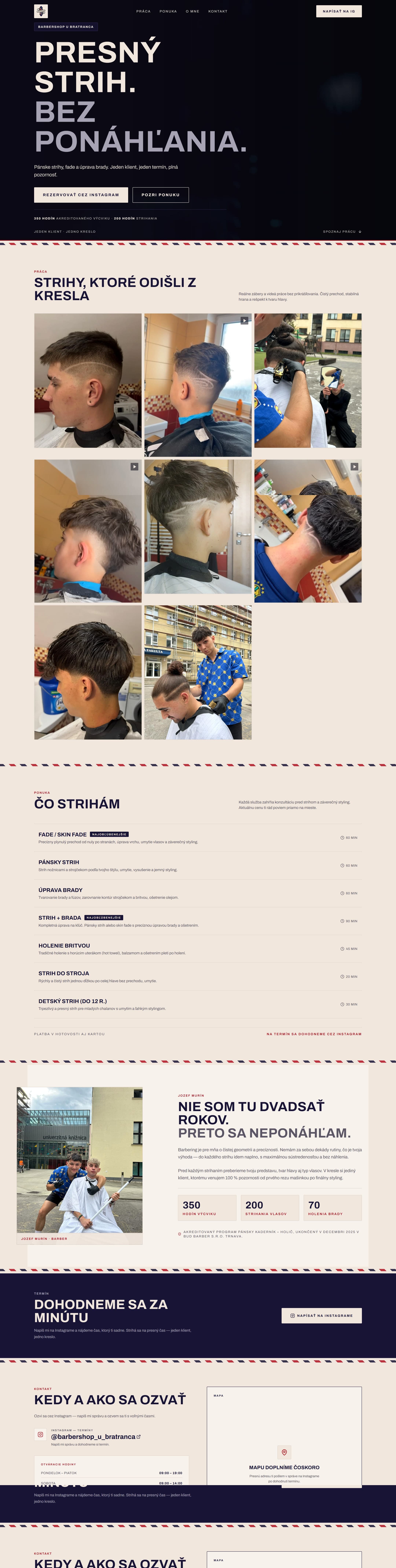 Barbershop u bratranca — celá stránka na počítači