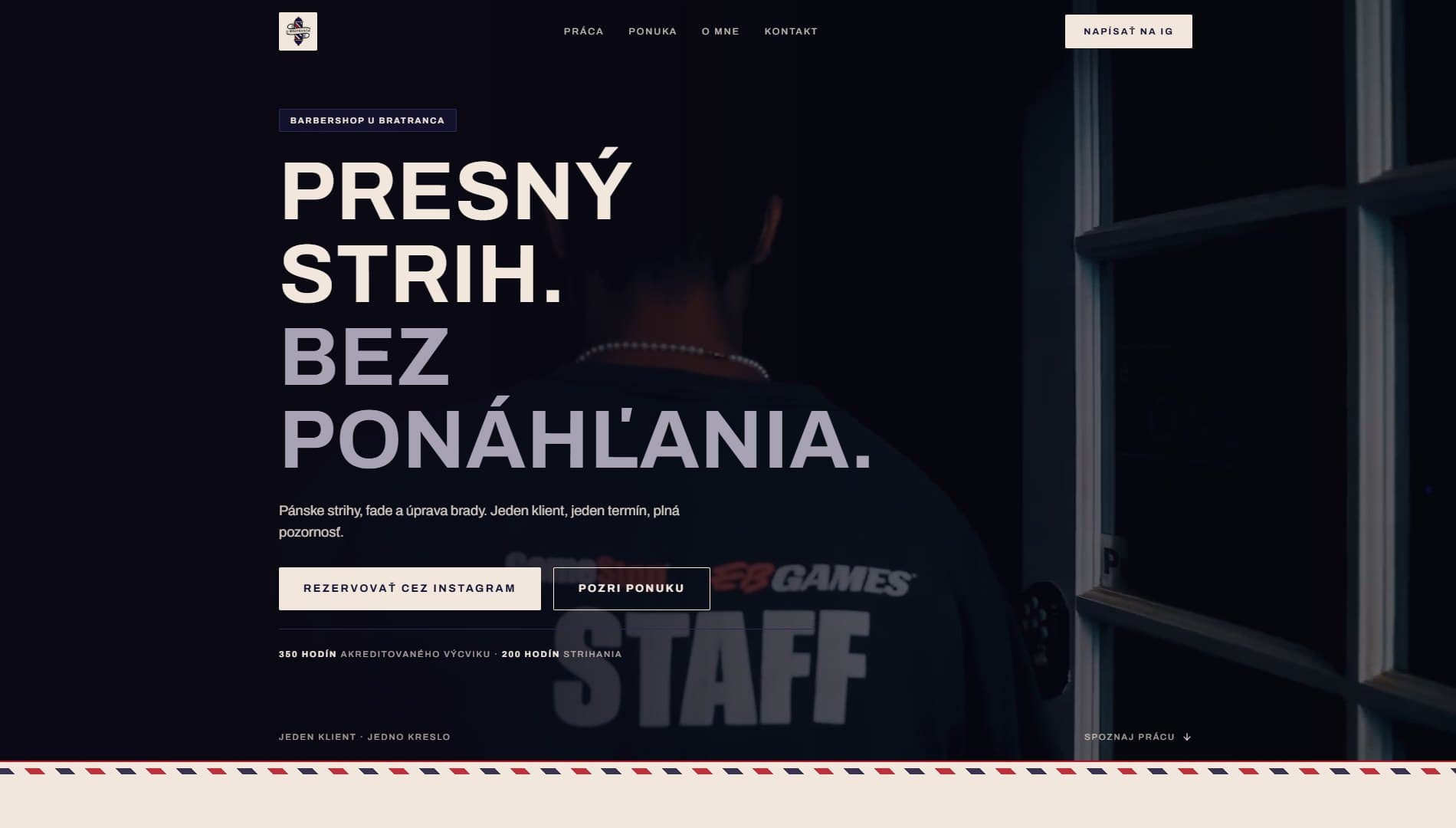 Barbershop u bratranca — ukážka webu na notebooku a mobile