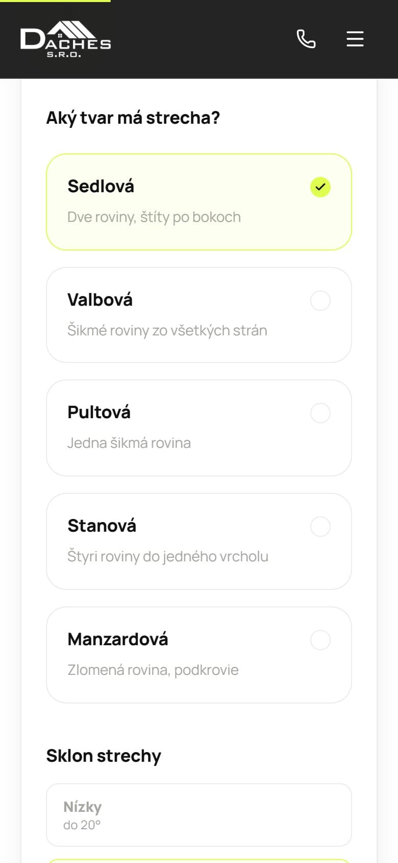 Daches — Kalkulačka dopytu: päť krokov k orientačnej cene