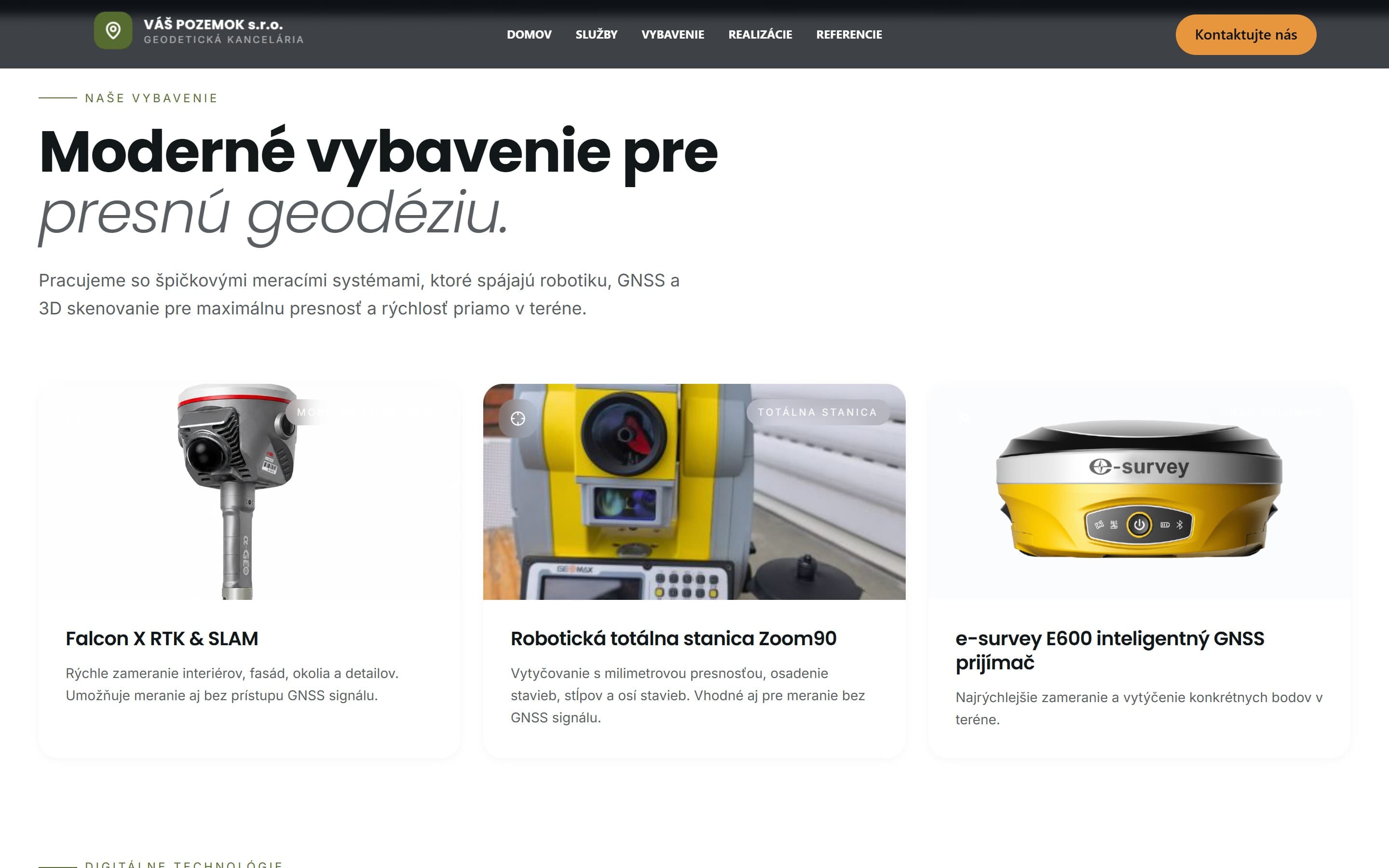 Váš Pozemok — Moderné vybavenie pre presnú geodéziu.