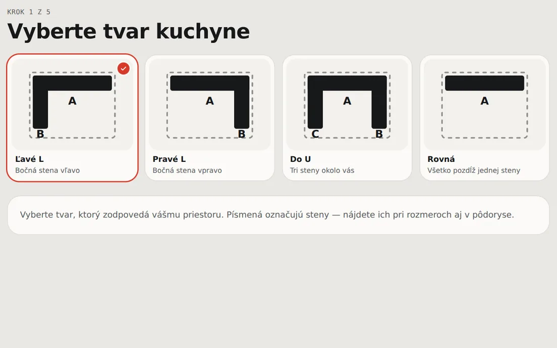 Krok 1: Tvar kuchyne
